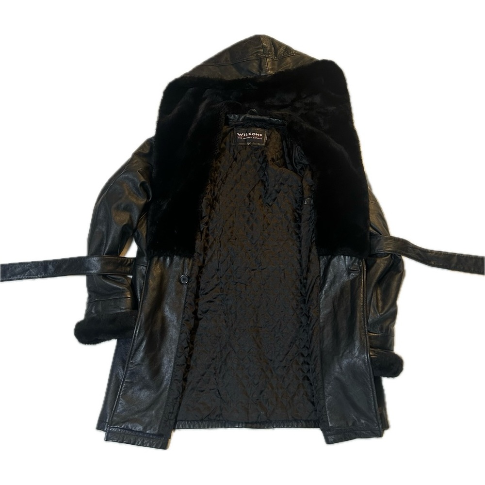 w’s wilson’s leather hooded faux fur lined coat